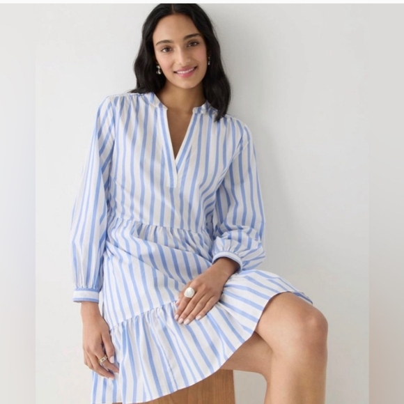 J. Crew Dresses & Skirts - J.Crew Tiered Cotton Poplin Mini Dress in Barrie Stripe, Size XS, BP851
